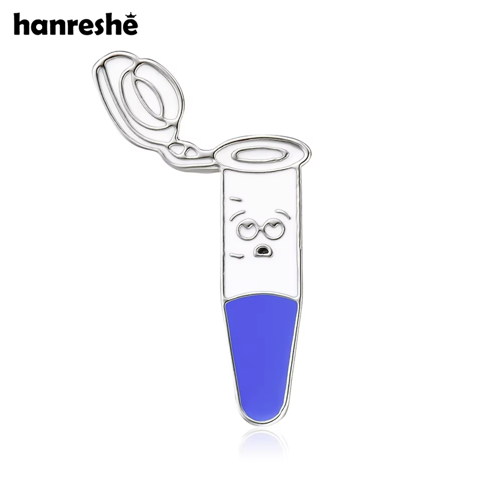 Medical Lab Logo - Hanreshe Funny Test Tube Enamel Brooch