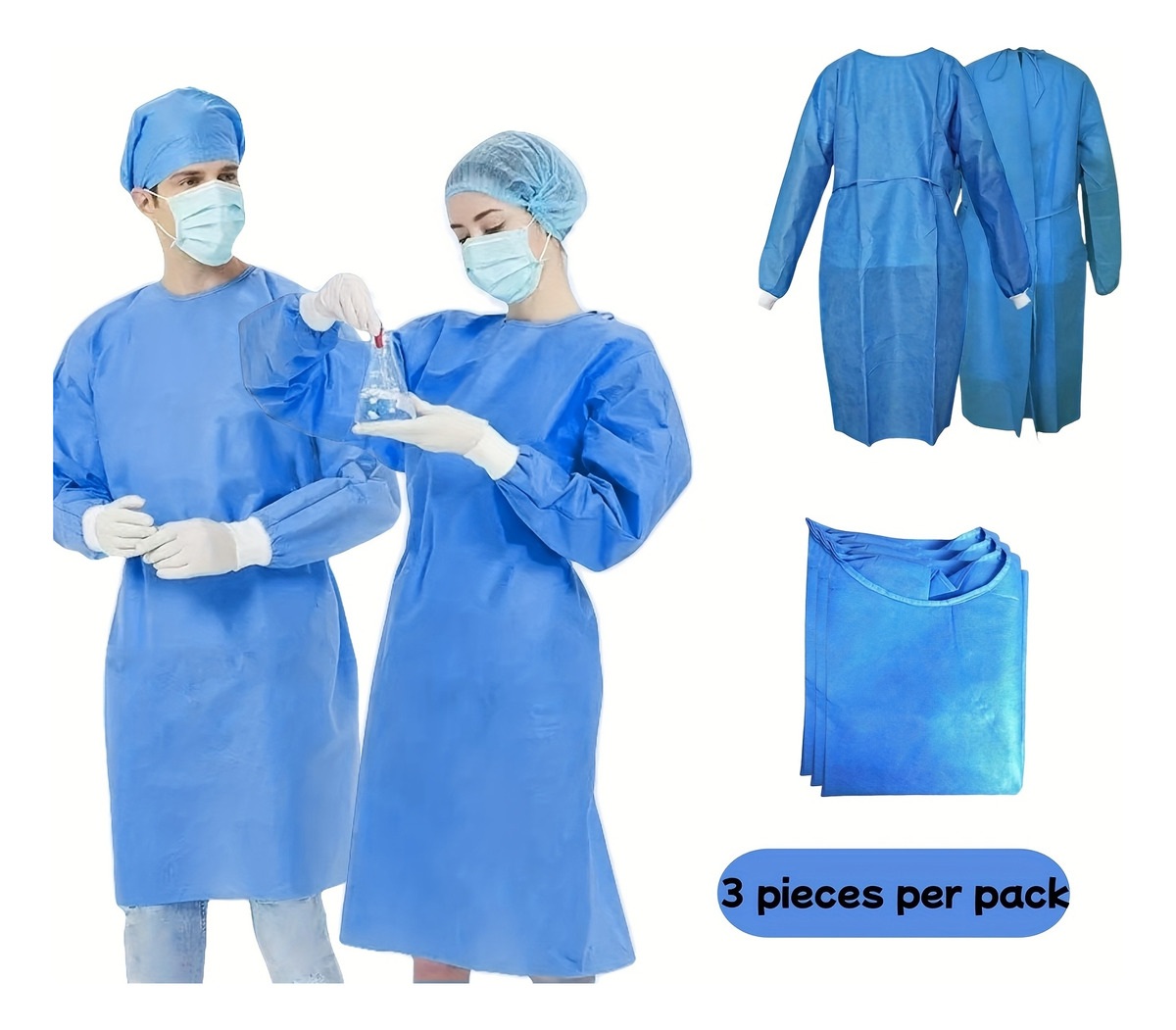 3pcs 45gsm SMS Three-Layer Com - Medical Lab Gown recensione e prezzo