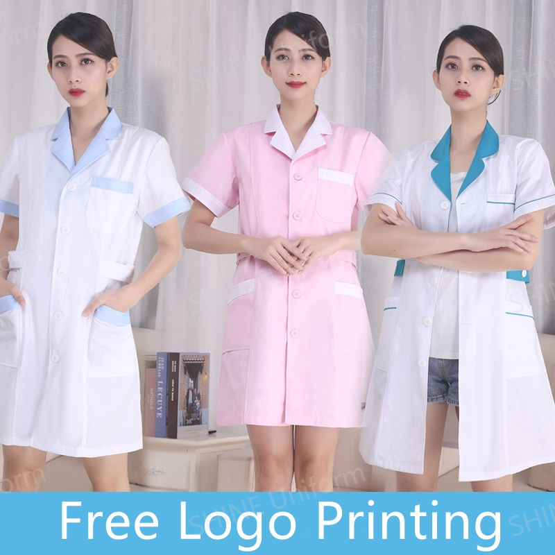 White Nurse Uniforms Short Sle - Medical Lab Logo recensione e prezzo