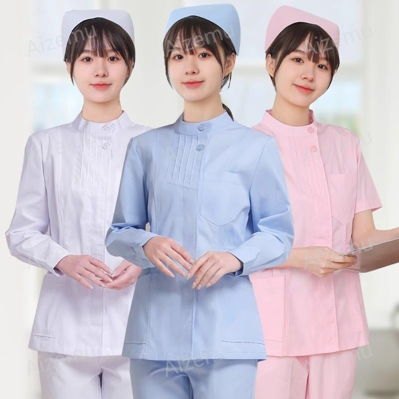 Pink Long Sleeve Nurse Uniform - Medical Lab Logo recensione e prezzo