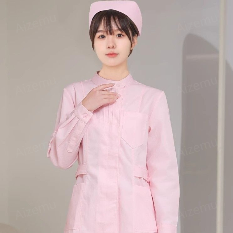 Pink Long Sleeve Nurse Uniform - Medical Lab Logo recensione e prezzo