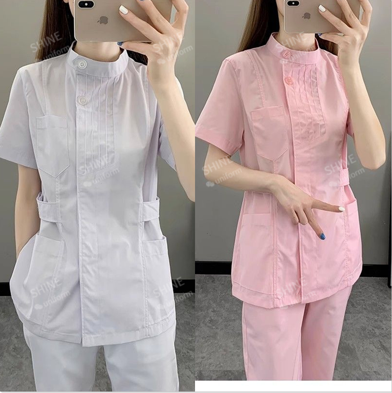 Pink Nurse Uniforms Short Slee - Medical Lab Logo recensione e prezzo