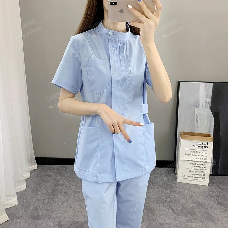 Pink Nurse Uniforms Short Slee - Medical Lab Logo recensione e prezzo